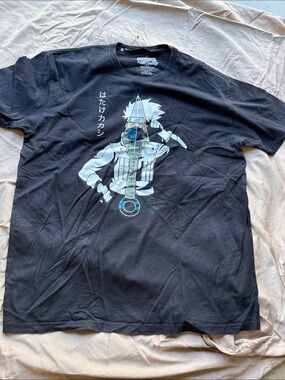 Black Kakashi Anime Graphic Tee - Short Sleeve Shirt